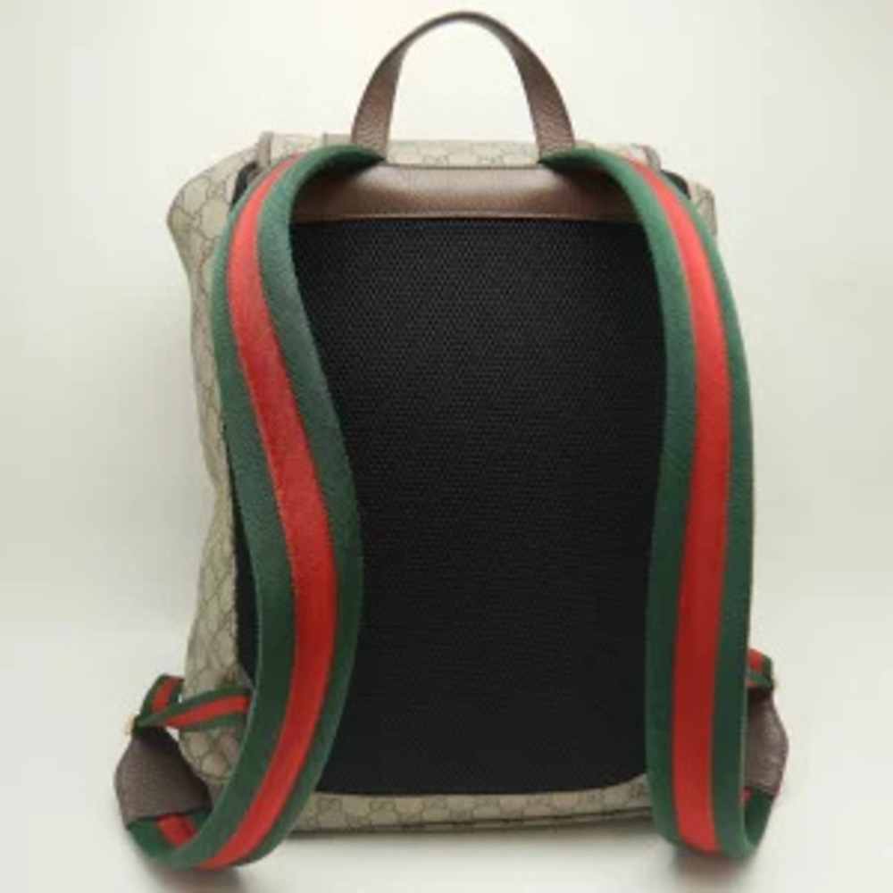 Gucci Backpack Rucksack GG Beige Soft Daypack Supreme Canvas - Picture 3 of 9